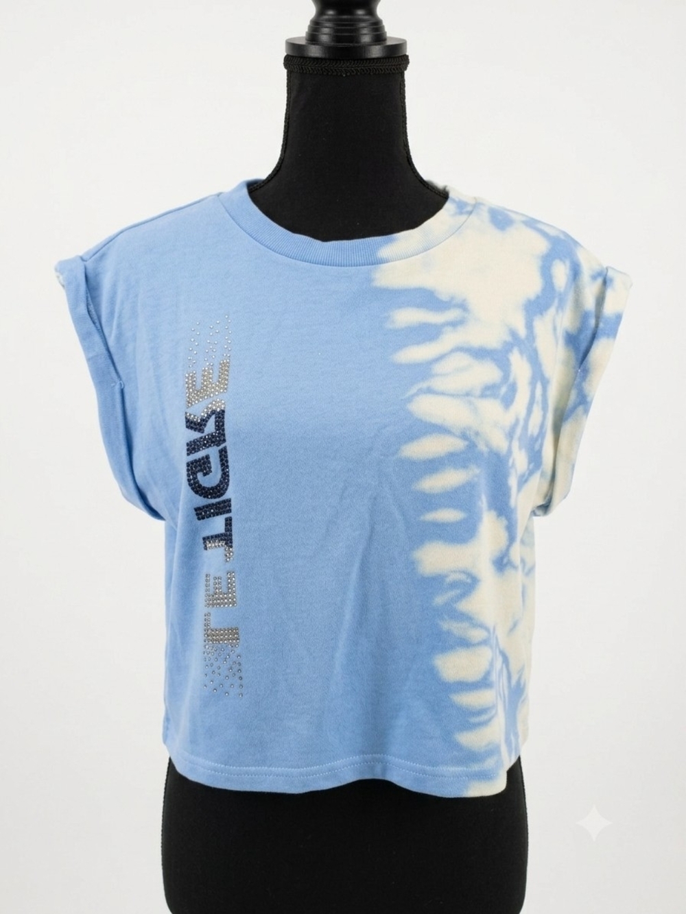 Le Tigre Light Blue & White Tie-Dye Crop Top
